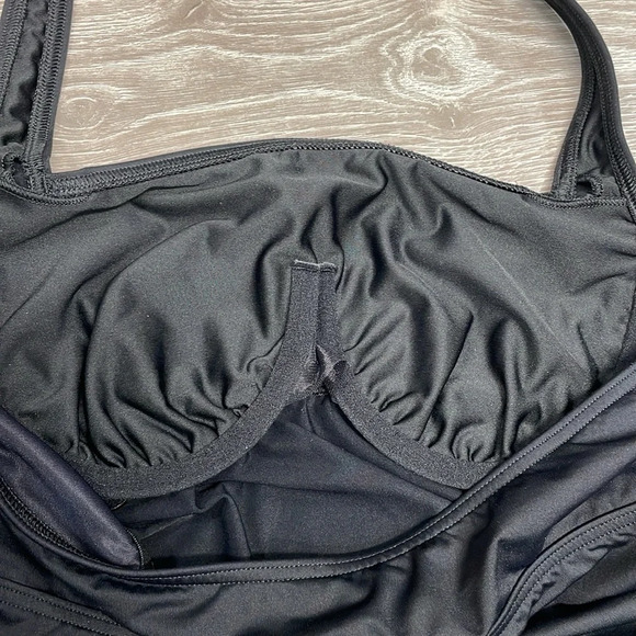 Lands’ End Black Swim Dress Underwire Halter Top Coverup Tankini Swimsuit 8P - Picture 10 of 15